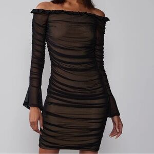 New York & Company Black Ruched Bodycon Cocktail Dress